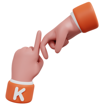 Alphabets Gesture K  3D Icon