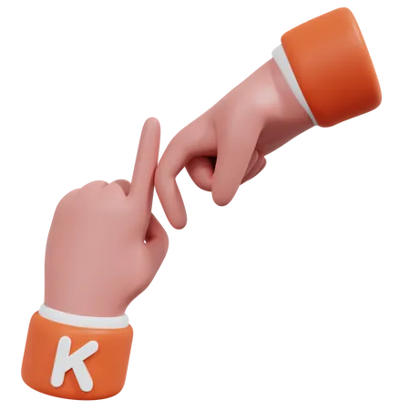 Alphabets Gesture K  3D Icon