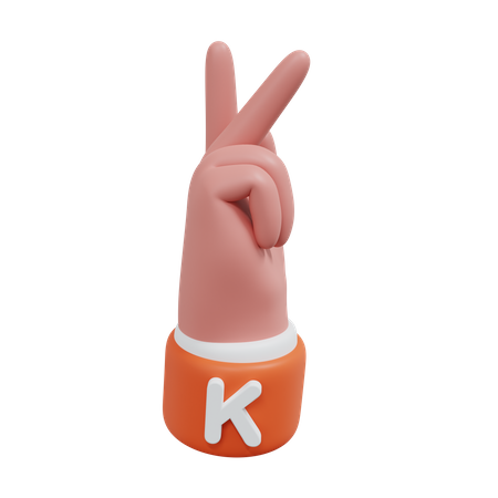 Alphabets Gesture K 3D Icon