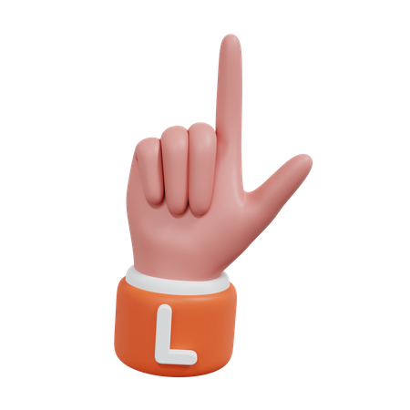 Alphabets Gesture L  3D Icon