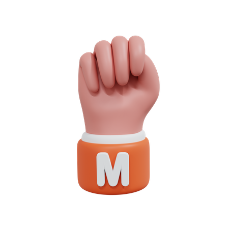 Alphabets Gesture M  3D Icon