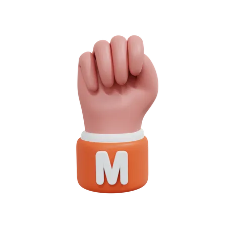 Alphabets Gesture M  3D Icon