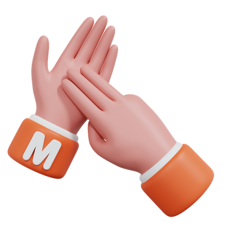 Alphabets Gesture M  3D Icon