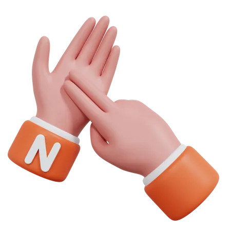 Alphabets Gesture N  3D Icon