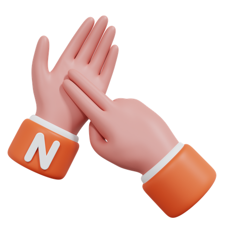 Alphabets Gesture N  3D Icon