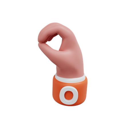 Alphabets Gesture O  3D Icon