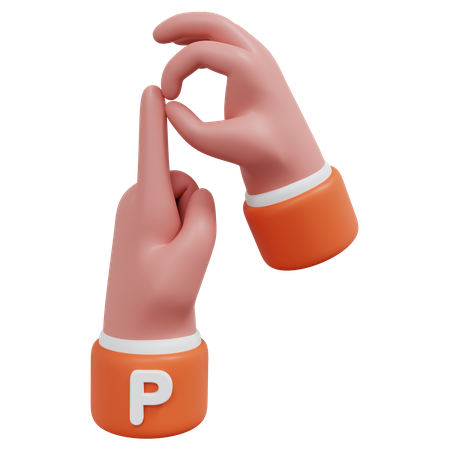 Alphabets Gesture P 3D Icon