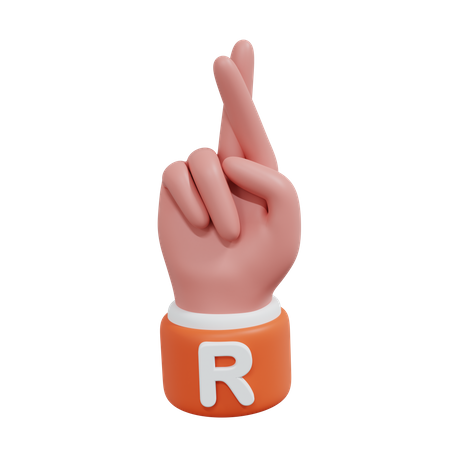 Alphabets Gesture R  3D Icon