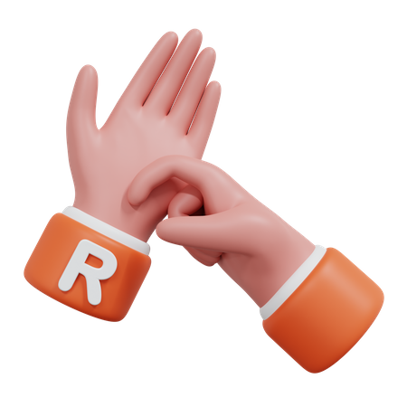 Alphabets Gesture R  3D Icon