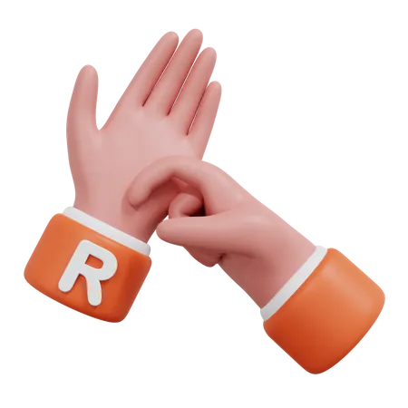 Alphabets Gesture R  3D Icon