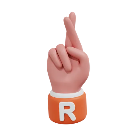 Alphabets Gesture R 3D Icon