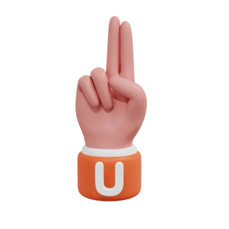 Alphabets Gesture U  3D Icon