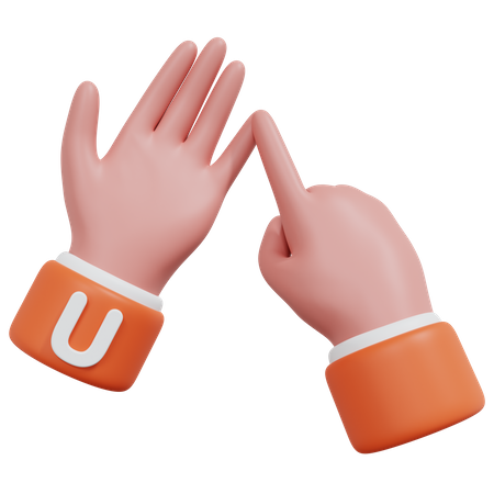 Alphabets Gesture U  3D Icon