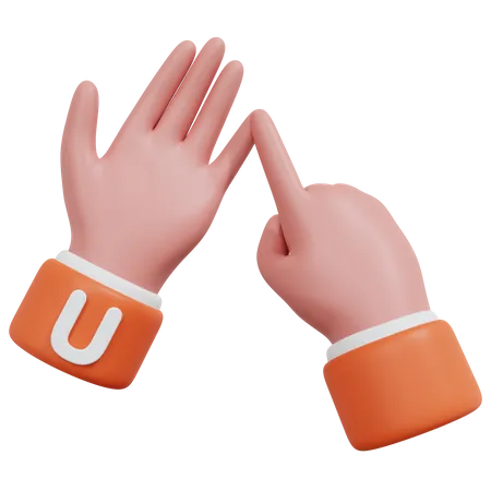 Alphabets Gesture U  3D Icon