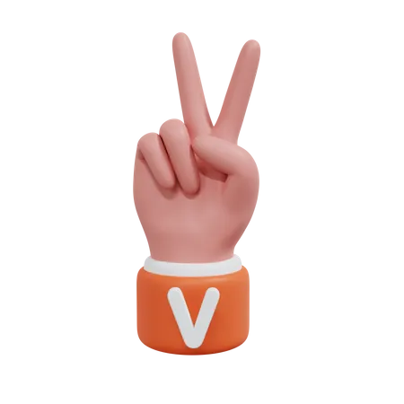 Alphabets Gesture V  3D Icon