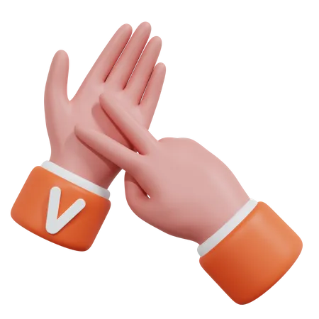 Alphabets Gesture V 3D Icon