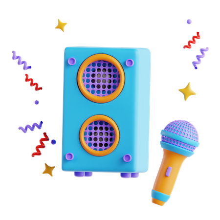 Altavoz y microfono año nuevo  3D Icon