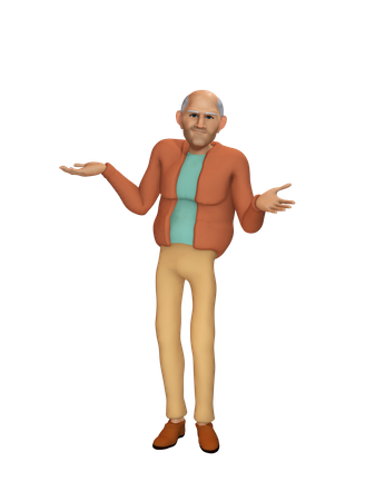 Alter stilvoller Mann  3D Illustration