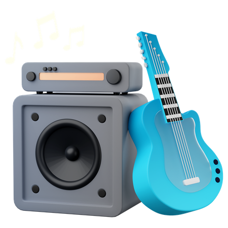 Alto-falante com guitarra  3D Icon