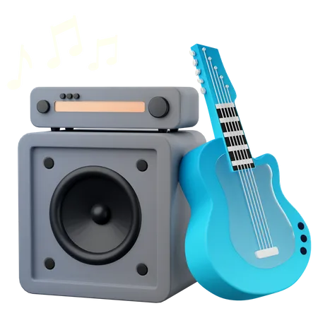 Alto-falante com guitarra  3D Icon