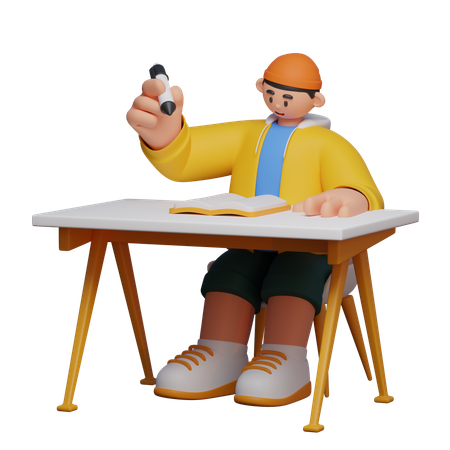 Aluno escrevendo  3D Icon