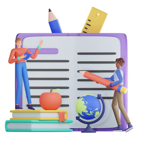 Alunos discutindo sobre a lição  3D Icon