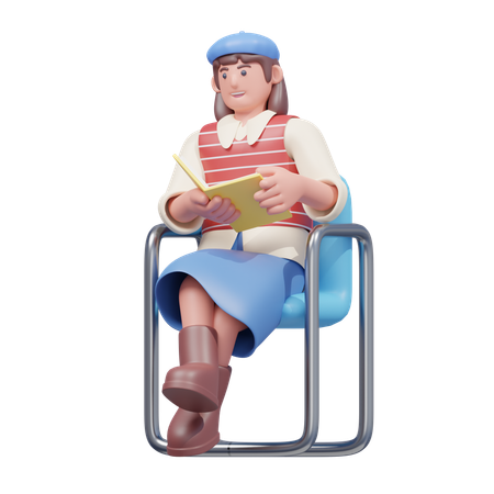 Amante de los libros disfrutando de una buena lectura  3D Icon
