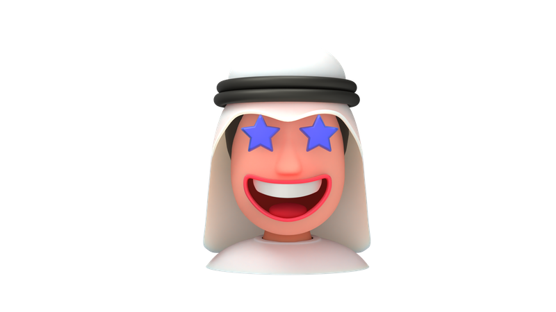 Amazed Arab Man 3D Illustration