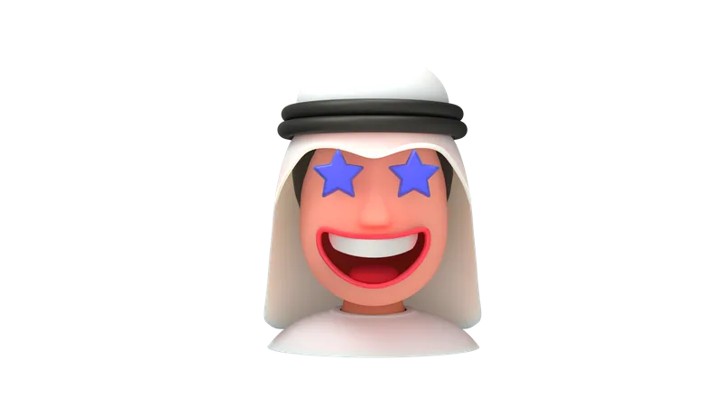 Amazed Arab Man  3D Illustration