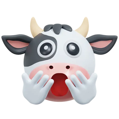 Amazed Cow Emoticon 3 D Icon Illustration 3D Icon