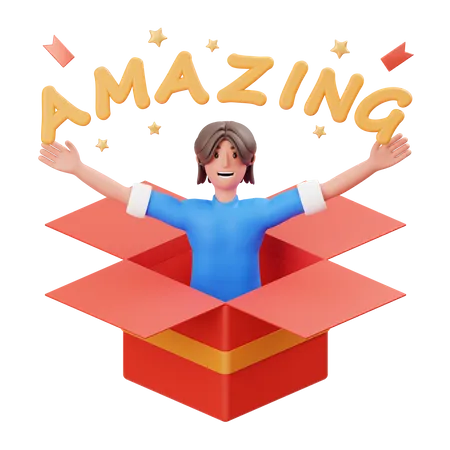 Amazed woman  3D Illustration