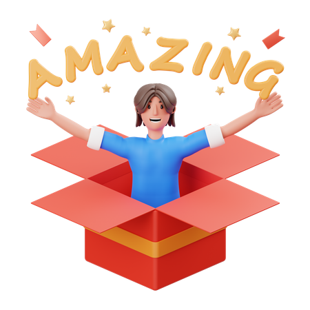 Amazed woman  3D Illustration