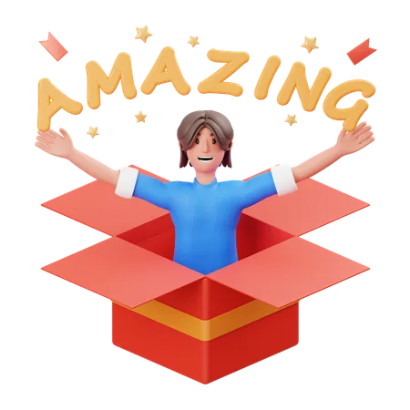 Amazed woman  3D Illustration