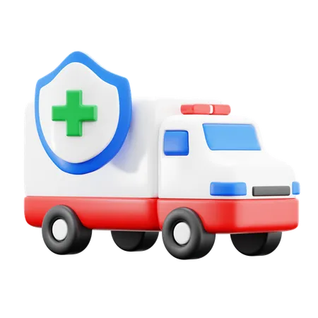 Ambulance Van Patient Transportation With Health Protection Shield For Medical Hospital 3 D Icon Illustration Render Design 3D Icon