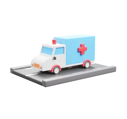 Ambulance On Road  3D Icon