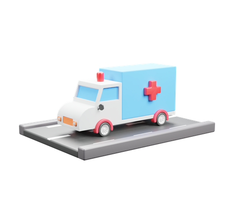 Ambulance On Road  3D Icon