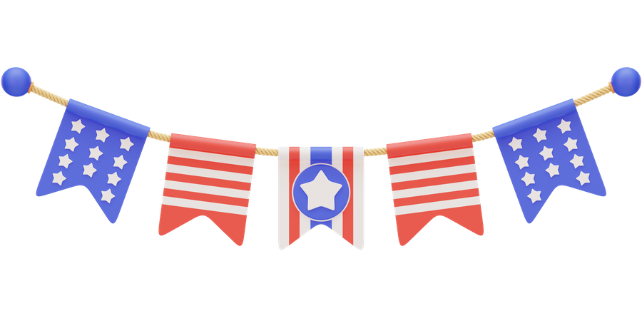 America Flags Ornament  3D Icon