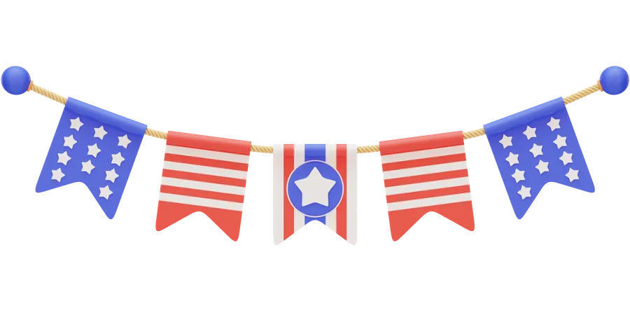 미국 국기 장식  3D Icon