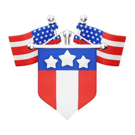 American Flag and Ornament  3D Icon