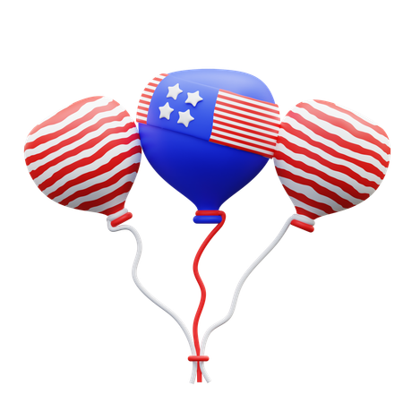 American Flag Balloons  3D Icon