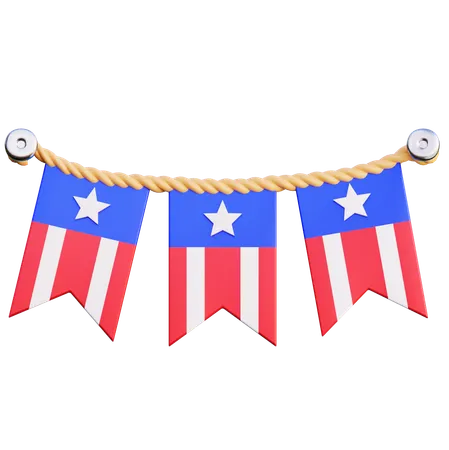 American Flag Banner  3D Icon