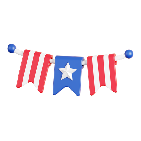 American Flag Banner  3D Icon
