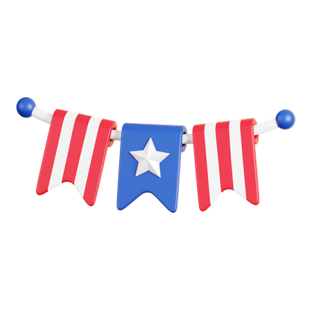 American Flag Banner  3D Icon