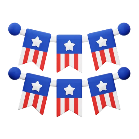 American Flag Banner  3D Icon