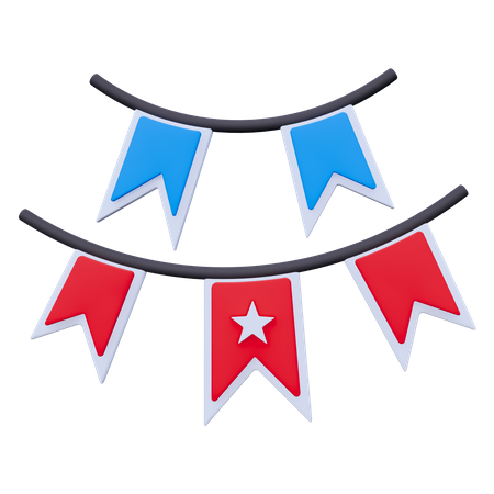 American Flag Banner  3D Icon