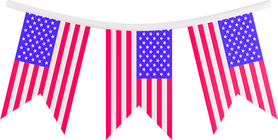 American Flag Decoration  3D Icon