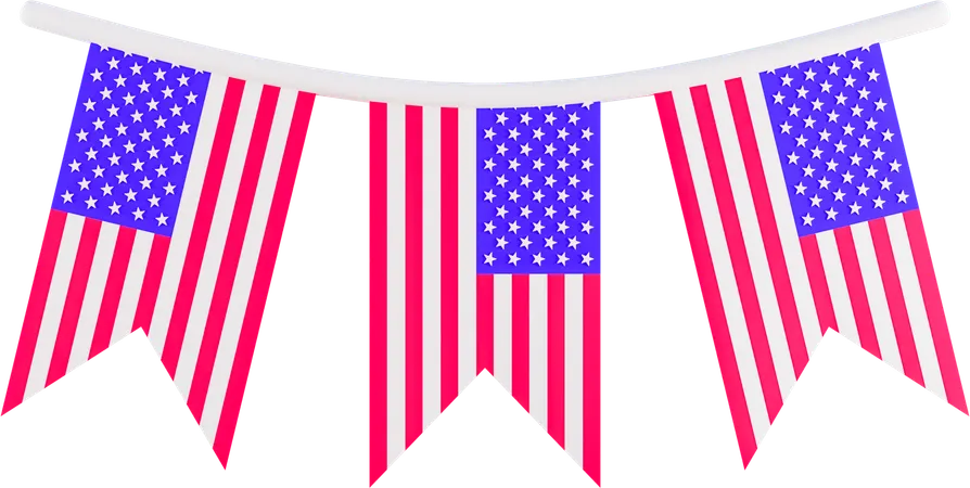 American Flag Decoration  3D Icon