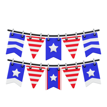 American Flag Garlands  3D Icon