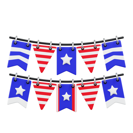 American Flag Garlands  3D Icon