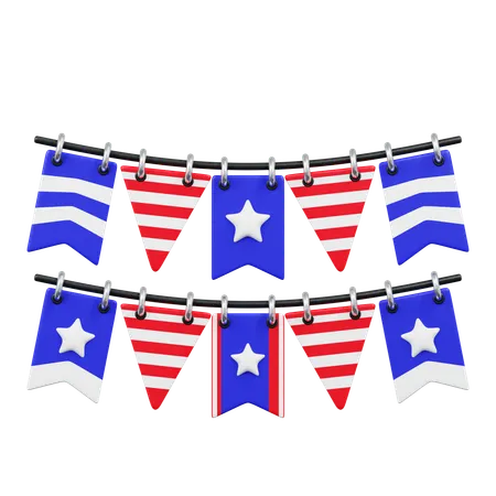 American Flag Garlands  3D Icon